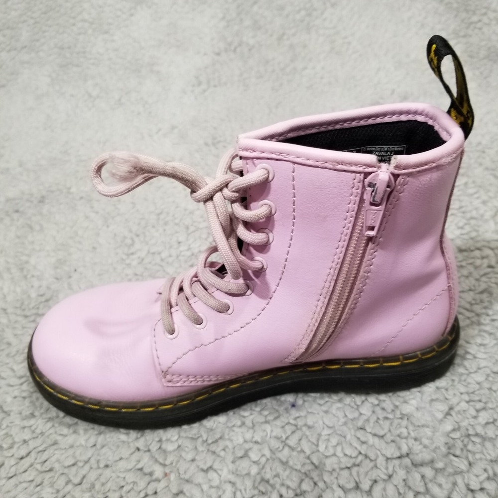 Doc Martens Kids Zavala J Combat Boots Size 3 Pastel Pink Lace Up Punk Grunge - Picture 14 of 16